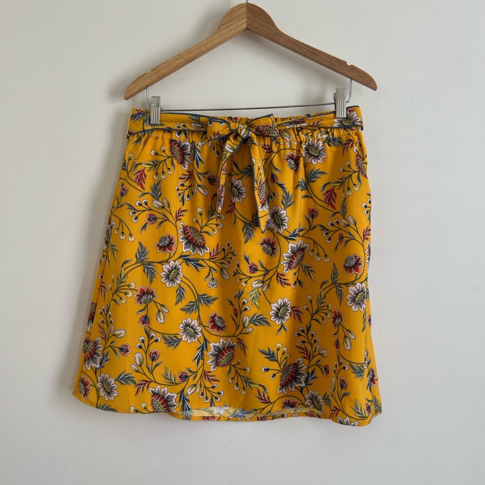 LOFT Women’s Floral Mini Skirt Tie Waist Elastic Waist Pockets NWT
